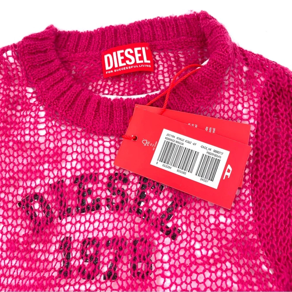DIESEL KIDS NWT PERFORATED KNIT KORANGE CREW-NECK SWEATER